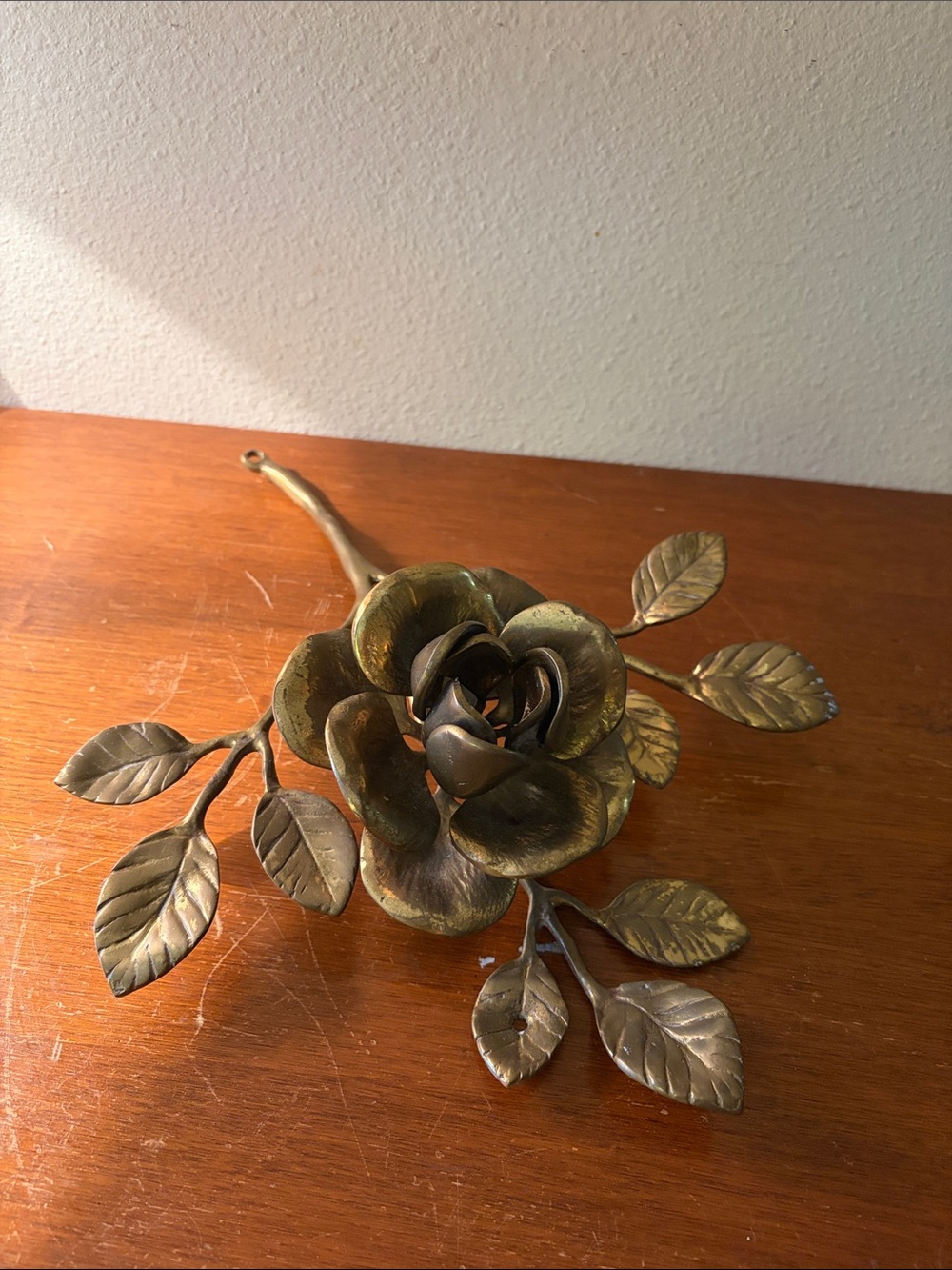 Decorative Brass Rose Candlestick Holder in Gold